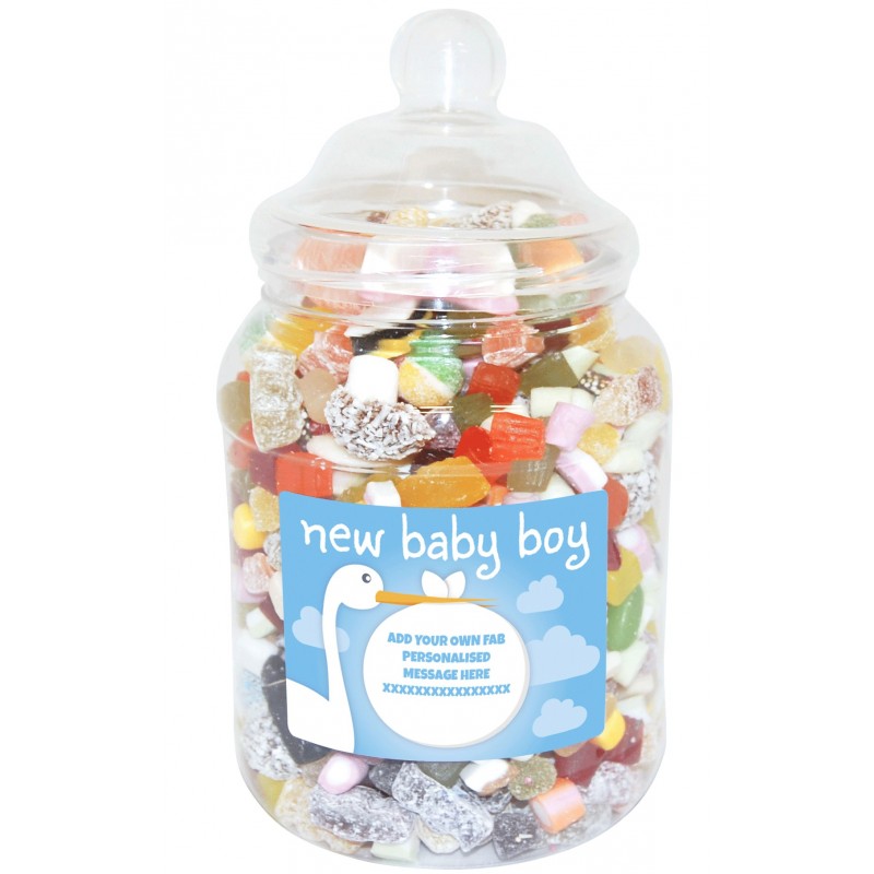 Personalised Baby Boy Large Sweet Jar