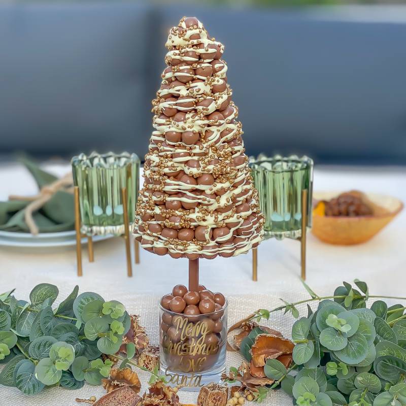 Malteser Christmas Tree With White and Gold Sparkle