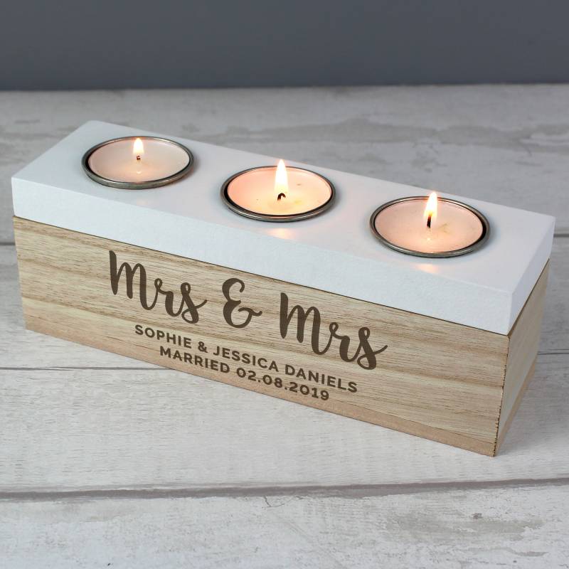 Personalised Married Couple Triple Tea Light Box