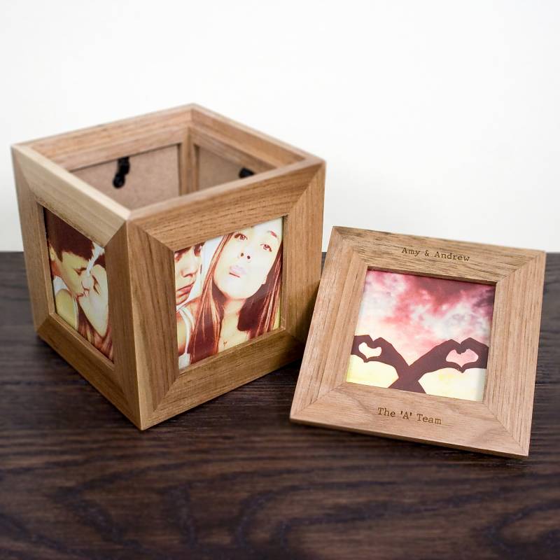 Personalised Oak Photo Cube Keepsake Box